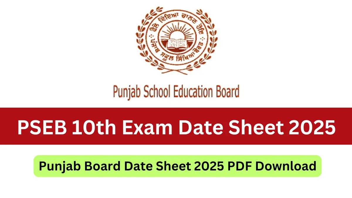 PSEB 10th Exam Date Sheet 2025